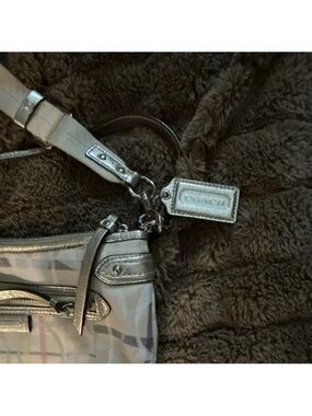 Coach Metallic Silver Signature Crossbody